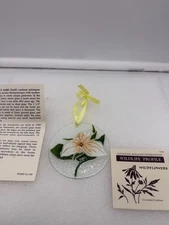 Peggy Karr Signed Fused Glass Ornament Wildflower Design in Gift Box 