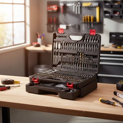 Complete Drill Bit and Screwdriver Set with Organized Storage for DIY Projects