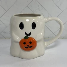 Cute Halloween Ghost W Jack O Lantern Pumpkin Ceramic Mug TJ Maxx Marshalls