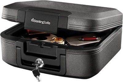 Sleek Dark Gray Fireproof Waterproof Safe - 6.6 x 15.4 x 14.3 Inches, Key Lock