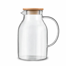 1.8L Glass Pitcher With wooden Lid by Silk Route Home