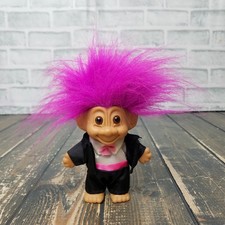1992 GROOM WEDDING 5" RUSS Good Luck Troll Doll in Tuxedo Purple Hair