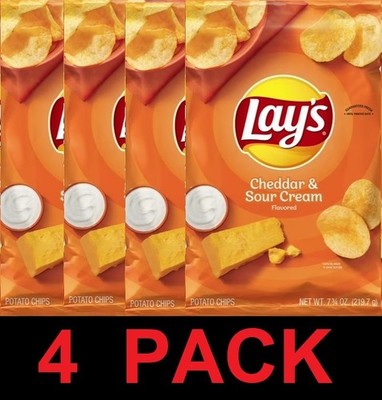 LAY'S Cheddar & Sour Cream Snack Potato Chips 7.75 oz Bag - 4 PACK