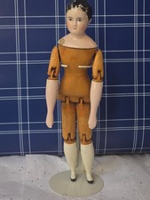 Antique German China head doll 9"5/8 tall wooden doll