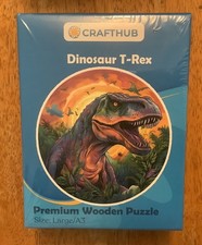 CRAFTHUB T-Rex Dinosaur Colorful Wooden Jigsaw Puzzle - Large/A3 New  Sealed