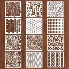 Jeffdad 8 Pcs Stencils for Crafts Reusable, Texture 5.9 x Inch
