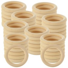50PCS 3 inch Wooden Rings for Crafts Unfinished Wood Rings 70mm Wooden Rings ...