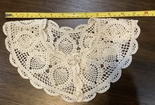 Crochet 2 Button Lace Collar Ivory Victorian Style Pineapple Scalloped Pattern