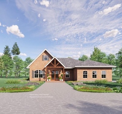 Brick Lane Farmstead Modern House Open Plan Design 55 x 46 - 3 Bed 3 Bath - Draw