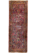 4x10 Antique Sarouuk Runner 1940's #F-6805