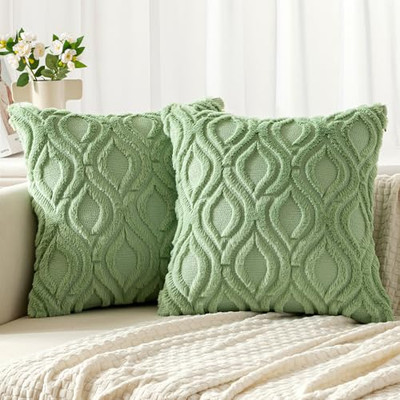  Throw Pillow Covers 18x18 Inch, Soft Spring 18'' x 18'' (Pack of 2) Sage Green