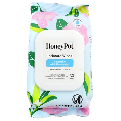 Intimate Wipes, Sensitive With Rose Water, 30 Count