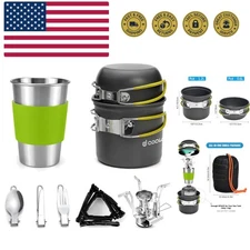 Camping Cookware Stove Carabiner Canister Stand Tripod and Stainless Steel Cu...