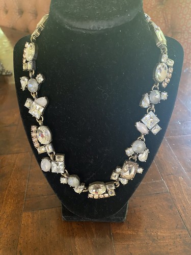 LOFT Blue Crystal & Bronze Statement Necklace Party Event Formal Elegant
