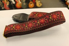 Souldier Hendrix Maroon Guitar Strap with Black Leather Ends Gold...