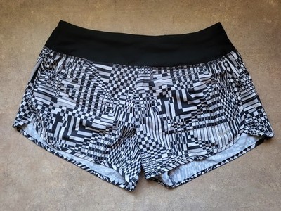Nike Dri-FIT Women's Running Shorts Size S Black/White Pattern Polyester Stylish
