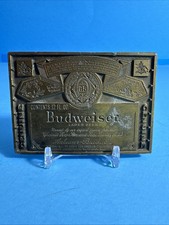 Vintage Budweiser Belt Buckle Genuine Bud Anheuser Busch Brass 1974 T5 