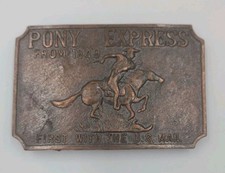 Vintage Belt Buckle Pony Express US Mail from 1849 Horse Wild West 1960s