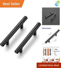 Elegant 5 Inch Matte Black Kitchen Drawer Handles - 18 Count Stainless Steel