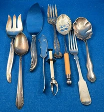 Lot of NINE serving pieces in differing sizes, styles and materials - Estate