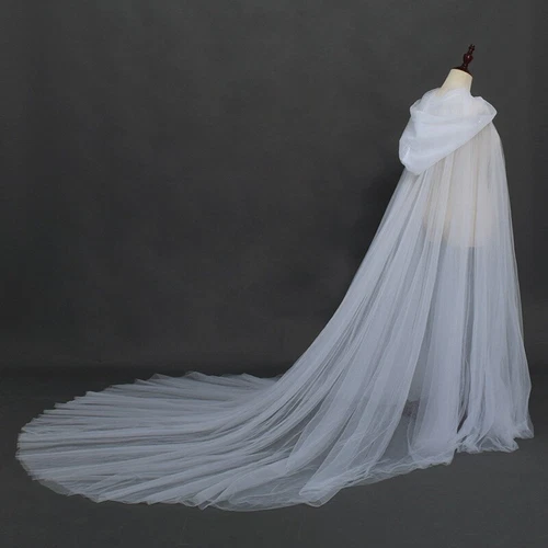 Lady Mesh Hooded Cape Cloak Top Bridal Halloween Party Retro Fancy Dress Loose - Picture 7 of 19