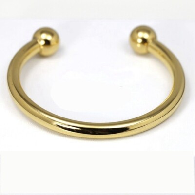 Men's 7" Round Cuff Bracelet – Stainless Steel, Gold Plated, Adjustable & Nickel-Free, With Gift Box