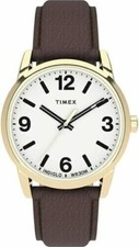 Timex Men's Easy Reader Gold-Tone Case White Dial with Leather Strap TW2U71500