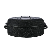 Granite Ware 18" Covered Oval Roaster, 15 Pound Capacity, Roasting Pan