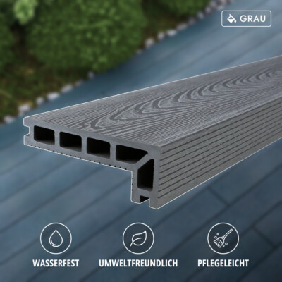 WPC Terrassendielen Stufendielen Treppenstufen 3 Farben, 50 x 140 mm, Länge 3.0m