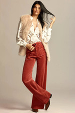 Anthropologie Colette Corduroy Pants Wide Leg Full Trouser Taupe Brown Sz 26 NEW