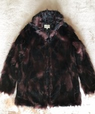 Papaya Faux Fur Coat. Black And Purple. Size Small