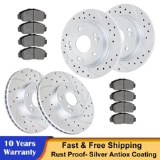 Front Rear Drilled Brake Discs Rotors + Brakes Pads for 2011 2012 Honda Accord