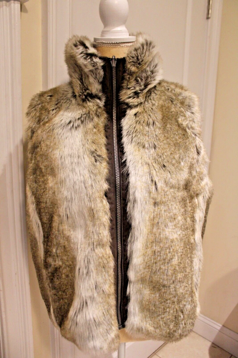 Weatherproof Garment Company Brown Faux Fur Reversible Vest Size MEDIUM