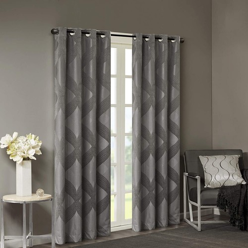 Bentley Total Blackout Curtains Window, Ogee Knitted Jacquard, Grommet Top Li... - Picture 2 of 12