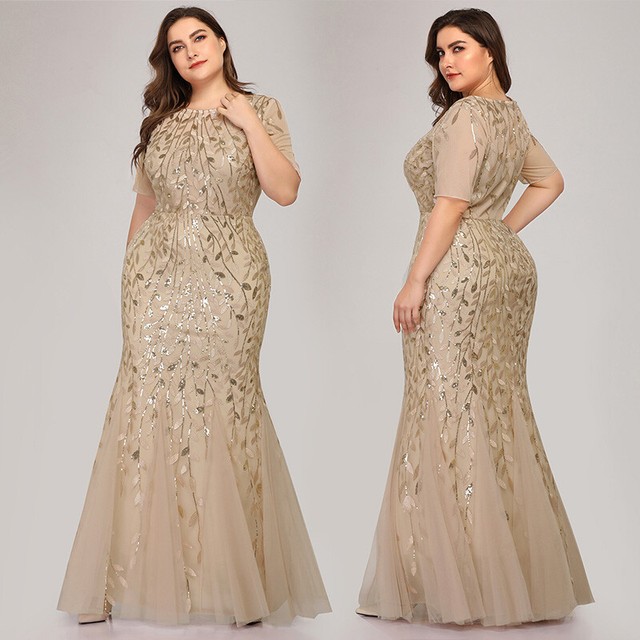 gold bridesmaid dress plus size