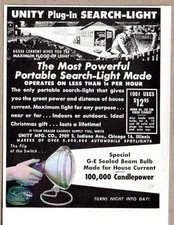 1951 Print Ad Unity Plug-In Search-Lights Farm Use Chicago,IL