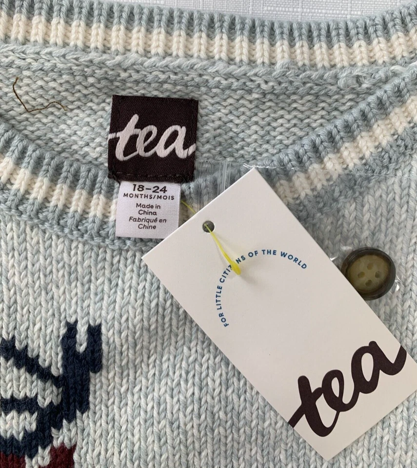 Nuevo con etiquetas Suéter de Vacaciones de Invierno Alce Gris Niños Niñas 18-24 Meses Colección Tea Foto 4 de 4