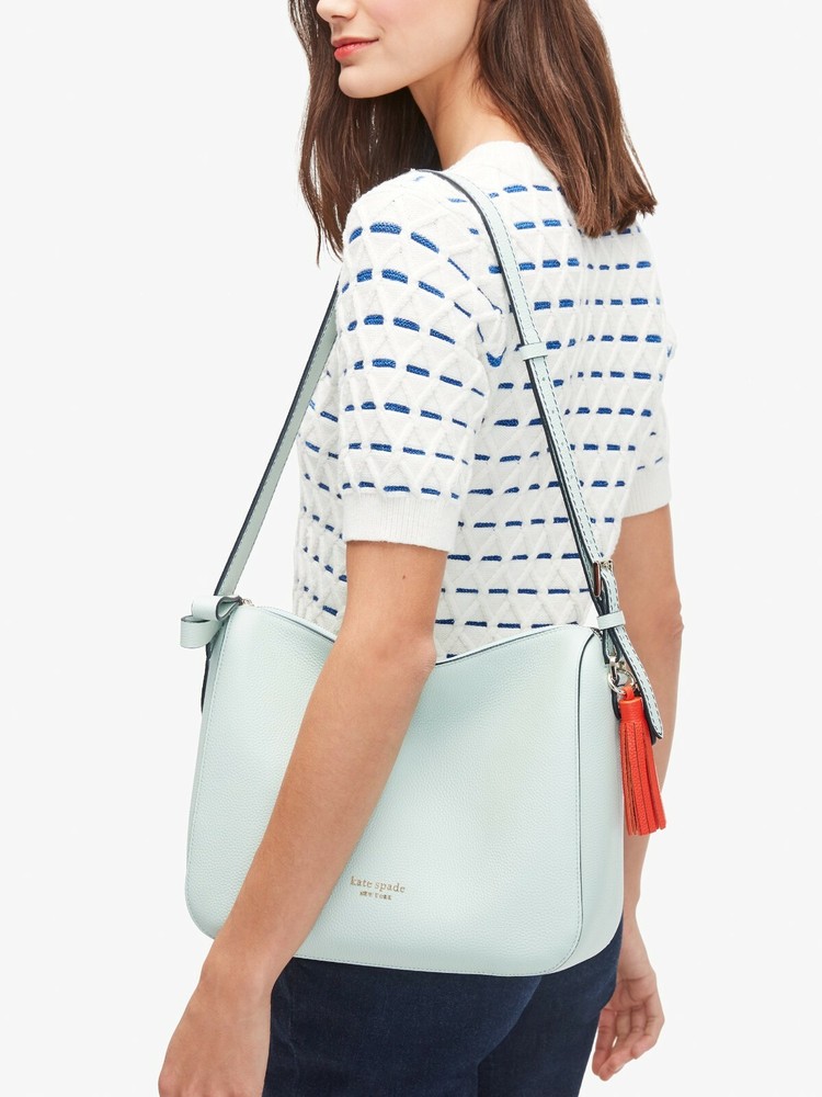 NWB Kate Spade Anyday Shoulder Bag Aquamarine Leather Blue PXR00248 Gift Bag