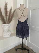 Zara XS Ruffled Print Dress Black