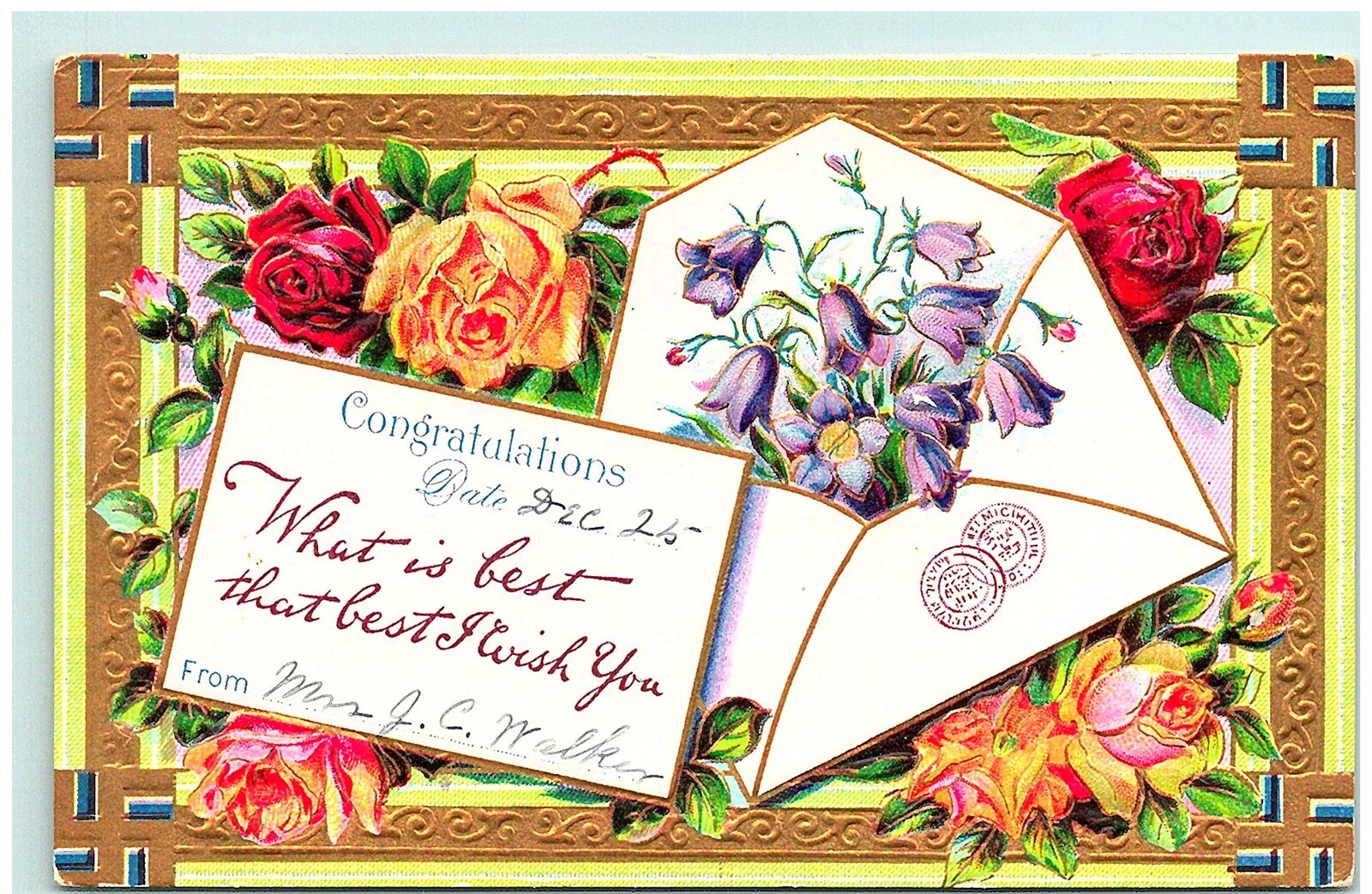 S04-5290, Congratulations, *C1910** Postcard With Swastika Sign