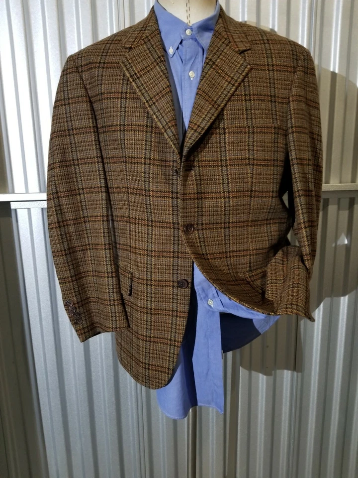 Vintage Paul Frederick 40S Pink brown tartan WOOL Tweed sport Coat Blazer Jacket - Image 2 of 4