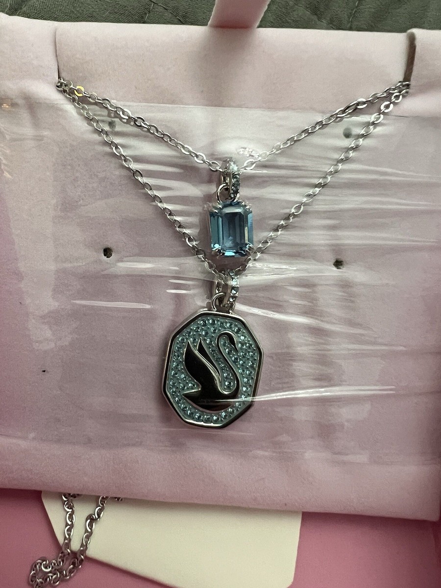 Swarovski Signum Blue Crystal Rhodium Plated Necklace New Swarovski Signum Blue Crystal Rhodium Plated Necklace New