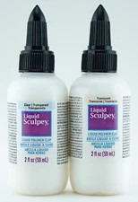 Sculpey Liquid Polymer Clay 2oz Bottles 2pc Lot Clear Transparent & Translucent