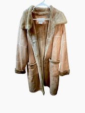 Vtg Fitz-wright Womens 22/24 Long Jacket Faux Suede/fur Wpl#12739 Coat Polyblend