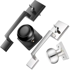 Elemake Front Door Handle Set W/Door Knob Interior Exterior Door Handles No Lock