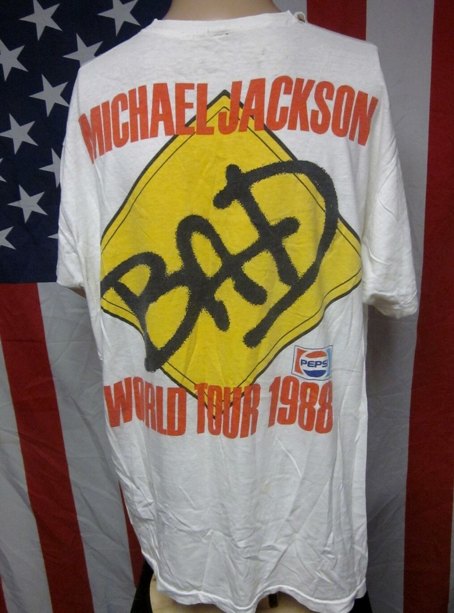 MICHAEL JACKSON vtg Bad tour T shirt XL beat-up tee King of Pop