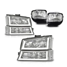 Fit For 03-06 Chevy Silverado Avalanche Clear LED DRL Headlights+Fog Lights