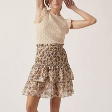 Anthropologie Current Air Ruffle Crewneck Mini Sweater Dress size large