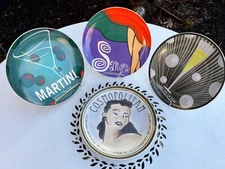 The Marketplace Barware Appetizer Cocktail Plates 8-3/8"  Set Of Four (4) EUC