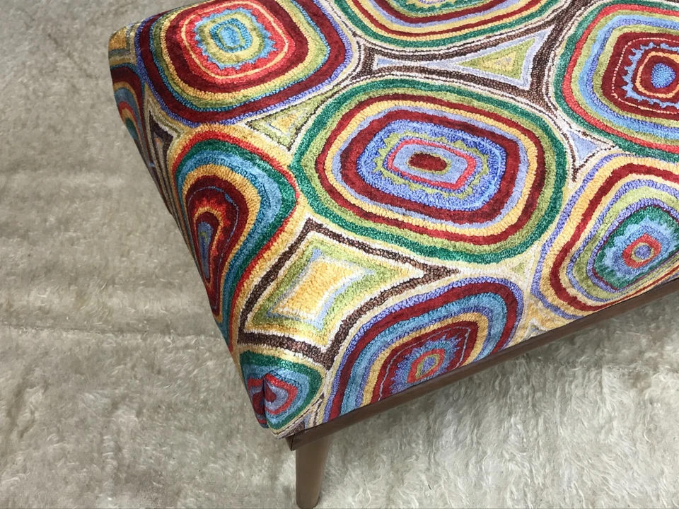Handmade Kilim Upholstered Ottoman Footstool Piano Entryway Bedroom Bench - Image 3 of 4